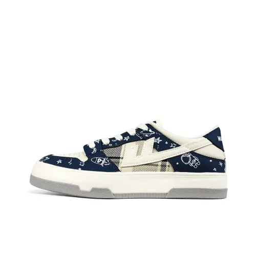 WARRIOR Skateboard Shoes Women's Low-Top Dark Blue/Beige