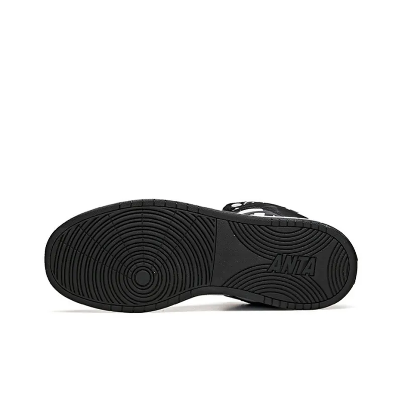 Anta Coverage Slip Resistant And Abrasion Resistant High Top Skateboard Shoes Men's Black White-4