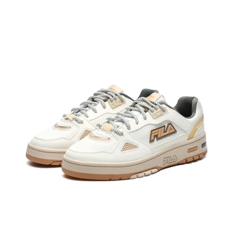FILA FUSION Teratach Fusion Anti-Slip And Wear-Resistant Lightweight Low-Top Skateboard Shoes Men's Milk White Yellow-1