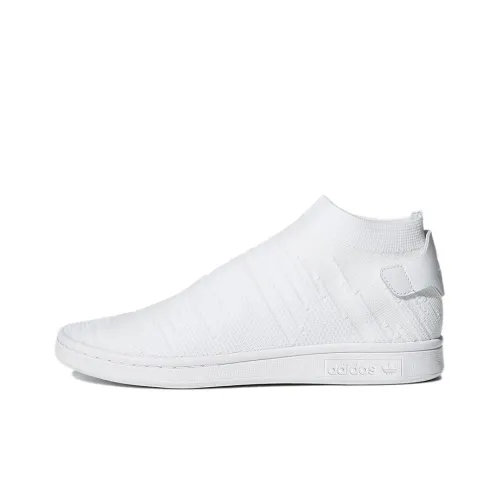 Adidas Originals Stan Smith Sock Primeknit Skateboard Shoes Women's Mid-Top White