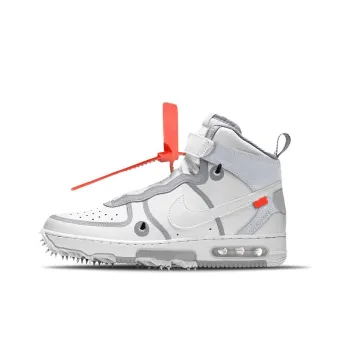 OFF WHITE x Nike Air Force 1 Anti Slip Wear Resistant Mid Top Skateboard Shoes Men's White