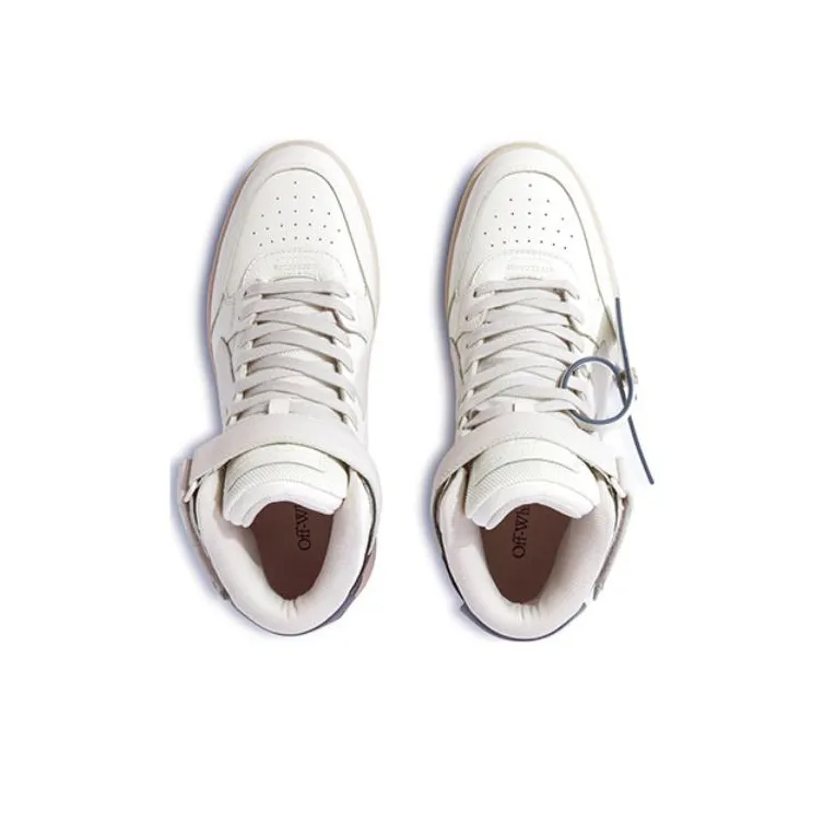 OFF WHITE Out Of Office High Top Skateboard Shoes Men's White-3