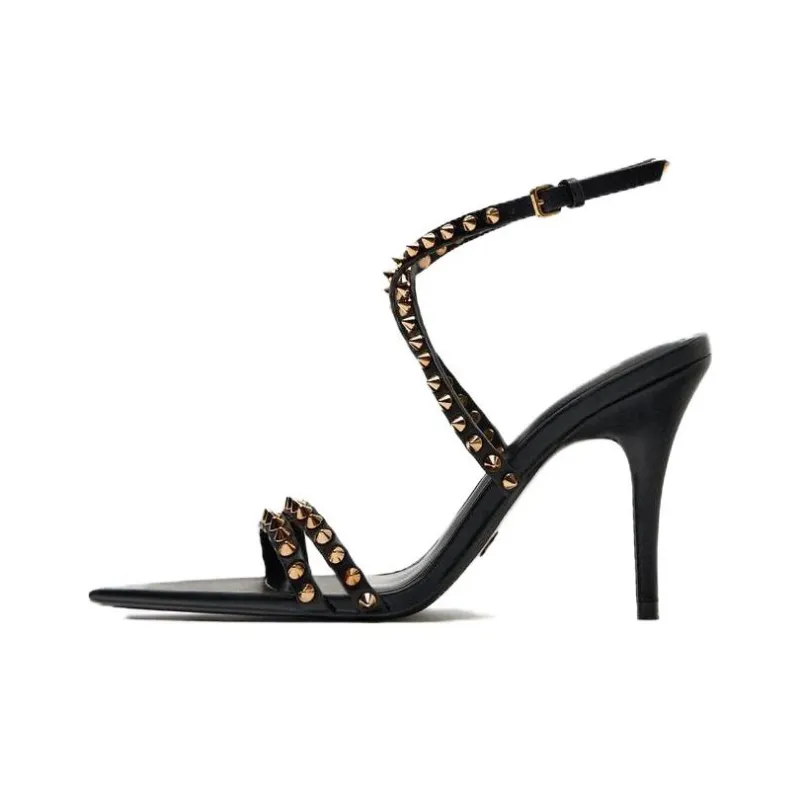 ZARA Strap Sandals Women's Black-0