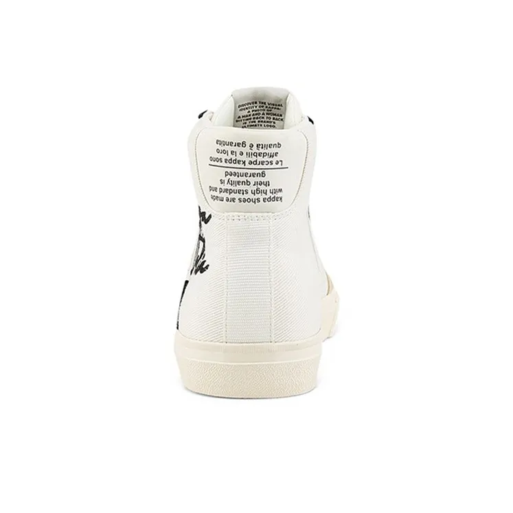 Kappa Lightweight Anti Slip High Top Skateboard Shoes Unisex White Black Orange-3
