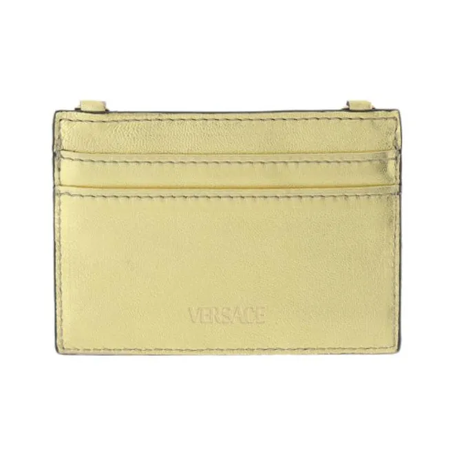 VERSACE Virtus Leather Card Holder Women's Gold-2