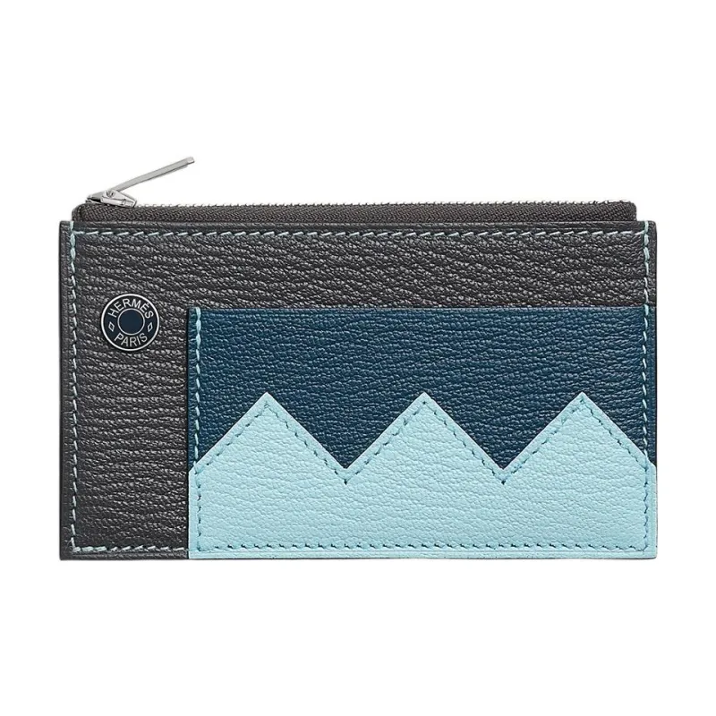 HERMES Mysore Goat Skin Card Holder Mini Men's Carbon Black/Dark Blue/Wind Blue-0