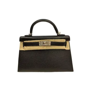 HERMES Mini Kelly Generation 1 Chamkila Goat Skin Kelly Bag Shoulder Bag Crossbody Bag Handbag Mini Women's Noir Black