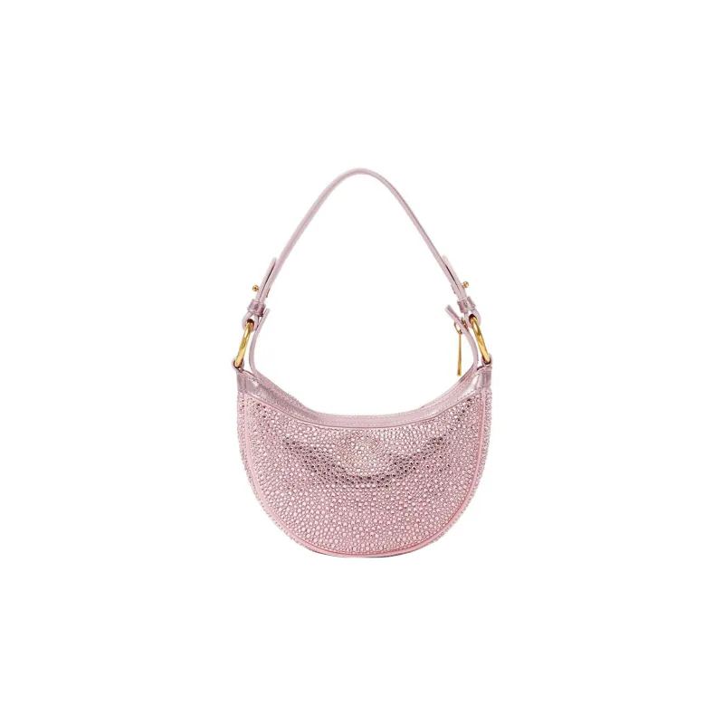 VERSACE DUA LIPA Collaboration Patchwork Lambskin Trim Saddle Bags One Shoulder Handbags Mini Women's Pink-2
