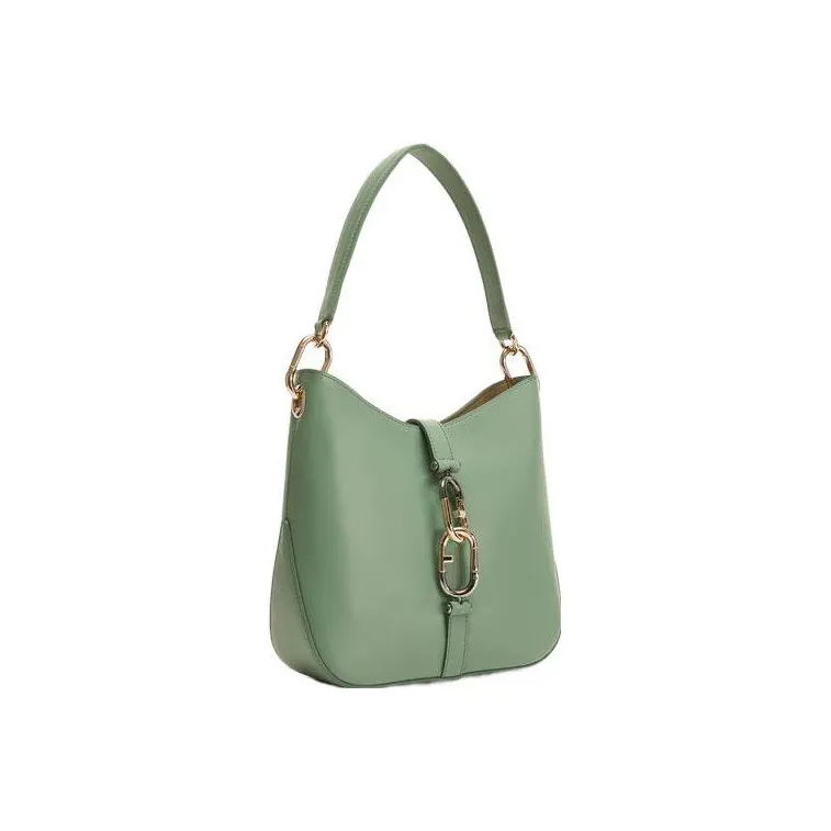 Furla Sirena Collection Cow Leather Bucket Bags Handbags Shoulder Bag Crossbody Bag Small Size Women's Olive Green-1