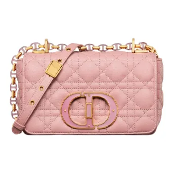 DIOR Caro Calfskin Shoulder Bag, Crossbody Bag, Handbag Small Size Women's Pink