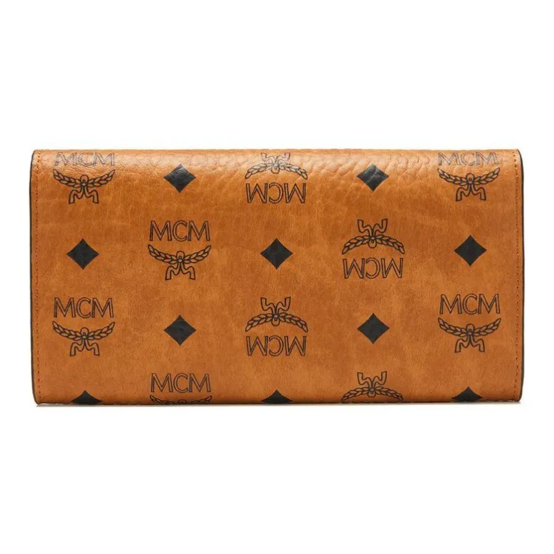 MCM Patricia Visetos Artificial Leather Handheld Shoulder Bag, Crossbody Bag, Wallet Large Size Women's Brown Cognac-2