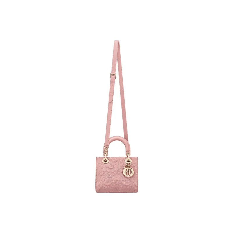 DIOR Lady Dior Lambskin Dior Bag Shoulder Bag Crossbody Bag Handbag Small Size Women's Gray Pink-4
