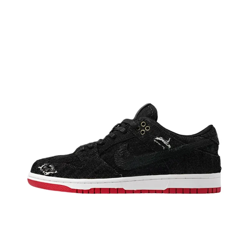 Nike Dunk SB Slip-Resistant Cushioning Low-Top Skateboard Shoes Men's Black Red-0
