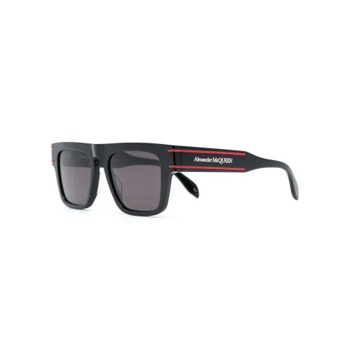 Alexander McQueen Acetate Irregular Shape Sunglasses Unisex Black