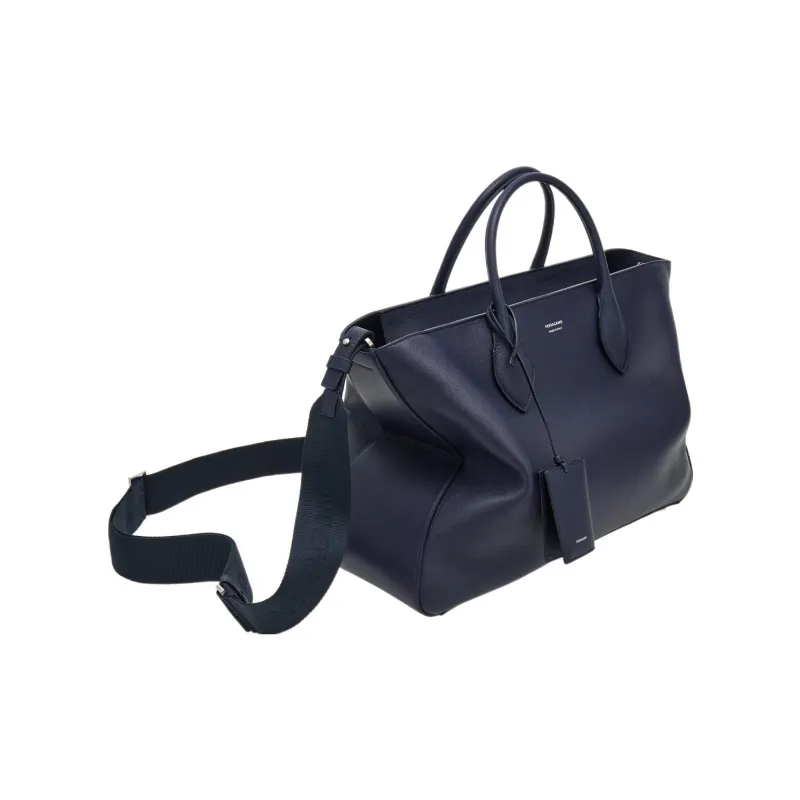 FERRAGAMO Cow Leather Tote Bag Shopping Bag Handbag Large Size Men's Blue-1