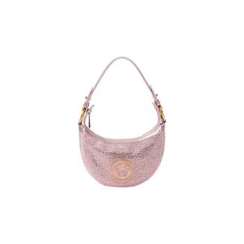 VERSACE DUA LIPA Collaboration Patchwork Lambskin Trim Saddle Bags One Shoulder Handbags Mini Women's Pink