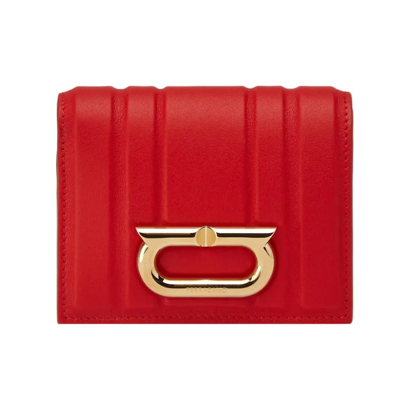 FERRAGAMO Cow Leather Wallet Small Size Women's Red-0