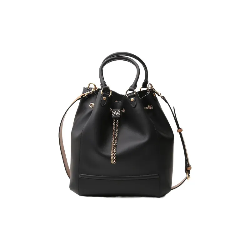 FENDI Leather Bucket Bag, Shoulder Bag, Crossbody Bag, Handbag Women's Black-0