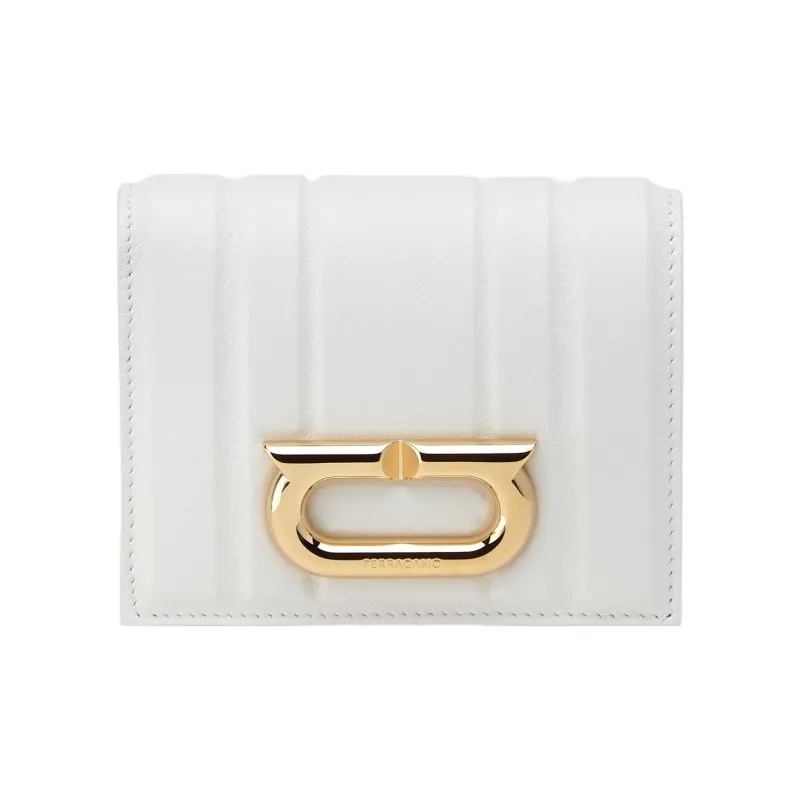 FERRAGAMO Cow Leather Wallet Trumpets Women's White-0
