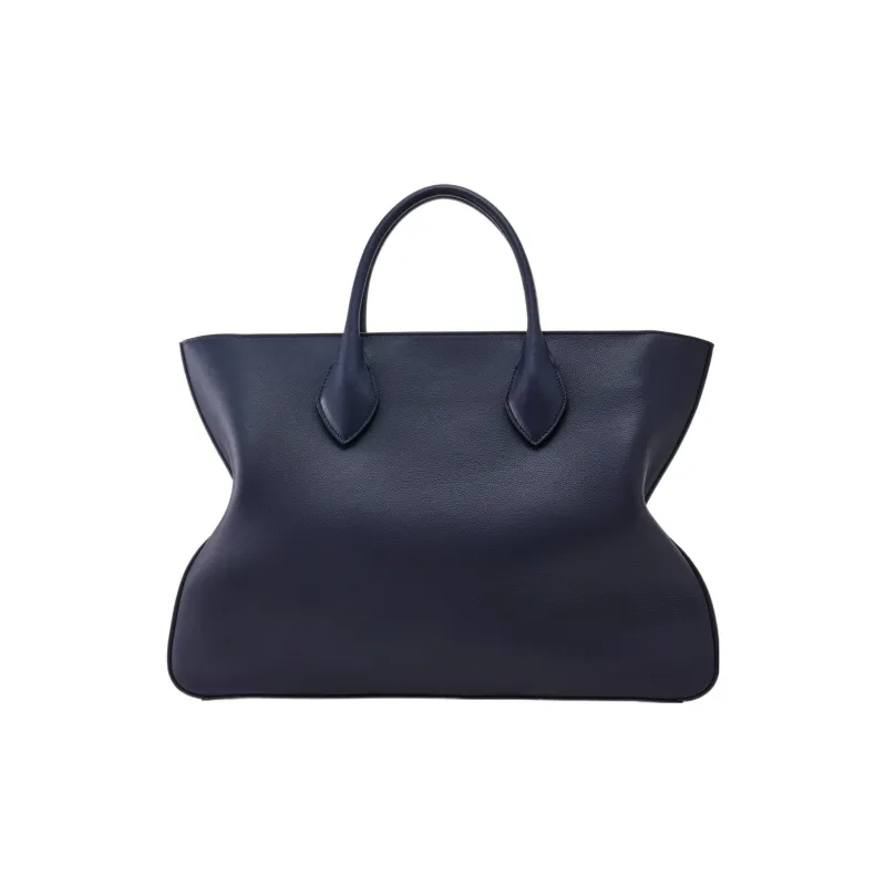 FERRAGAMO Cow Leather Tote Bag Shopping Bag Handbag Large Size Men's Blue-3