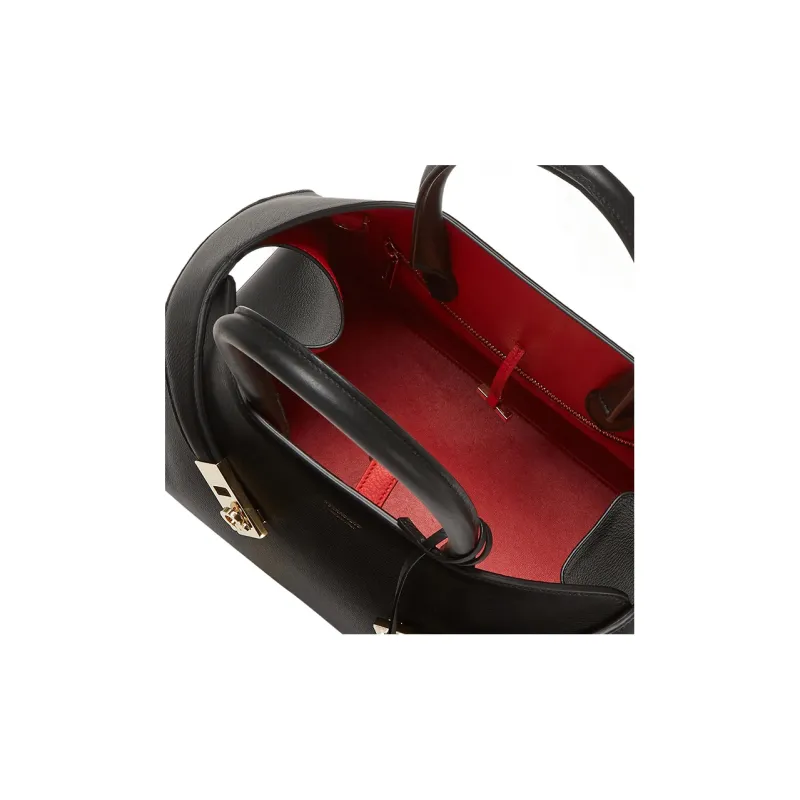 FERRAGAMO Cow Leather Shoulder Bag Crossbody Bag Handbag Small Size Women's Black-4