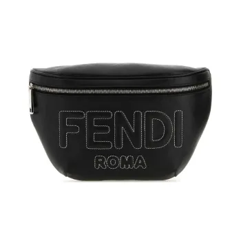 FENDI Calfskin Shoulder Bag Crossbody Bag Fanny Pack Regular Men's Black