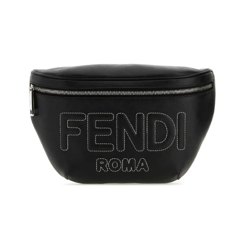 FENDI Calfskin Shoulder Bag, Crossbody Bag, Fanny Pack Regular Men's Black-0