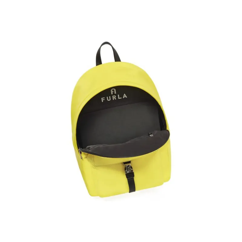 Furla Man Cosmo Nylon Leather Backpack Medium Size Men's Yellow-2