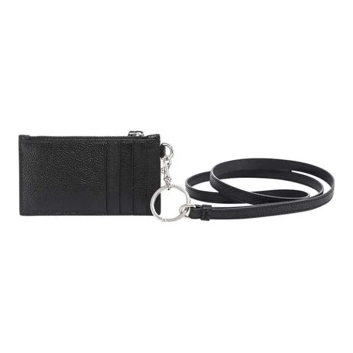 Balenciaga Grain Calfskin Card Holder, Coin Purse, Wallet Women's Black-4