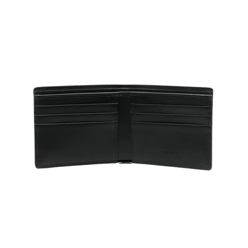VERSACE Grained Cow Leather Card Holder Wallet Men's Green-2