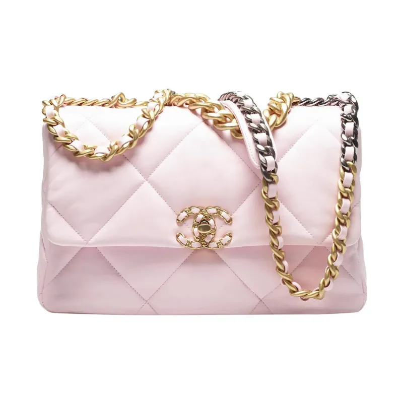 CHANEL 19Bag Sheepskin Handbag, Shoulder Bag, Crossbody Bag Women's Pink-0