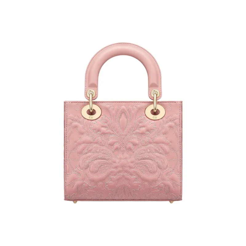 DIOR Lady Dior Lambskin Dior Bag Shoulder Bag Crossbody Bag Handbag Small Size Women's Gray Pink-2