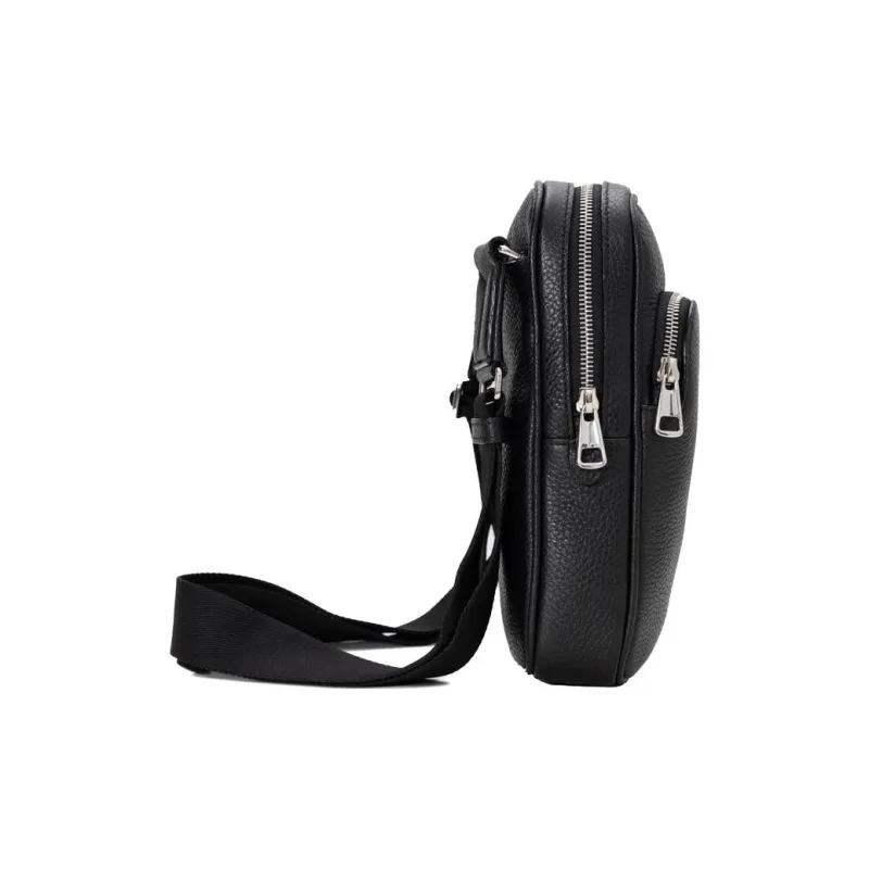 BALLY Leather Messenger Bag Crossbody Bag Shoulder Bag Men's Black-3