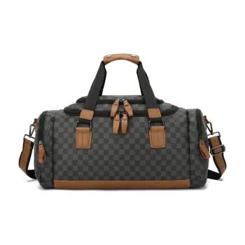 Slazenger PU Travel Bag Gym Bag Shoulder Bag Crossbody Bag Handbag Regular Unisex Black Gray Color