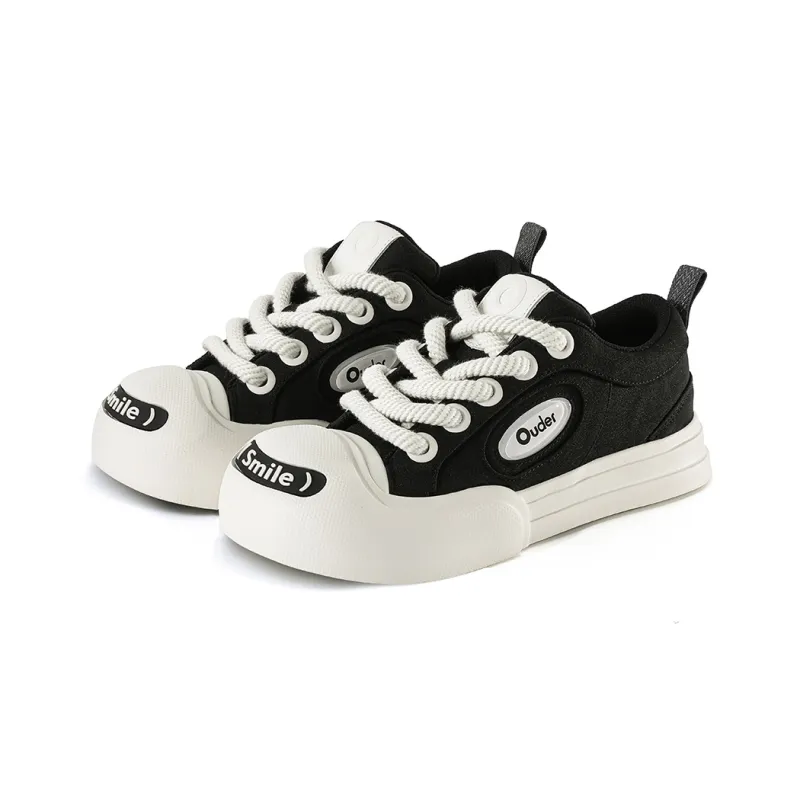 Ouder Smiler Skateboard Shoes Unisex Low Top Black/Ecru-2