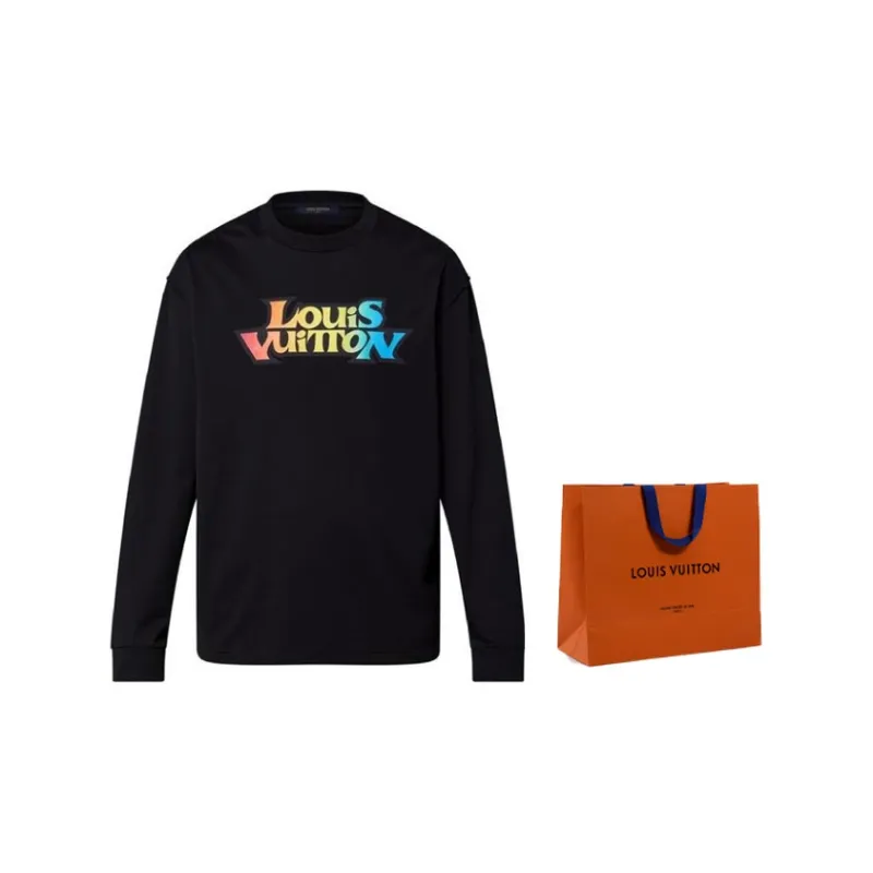 【SATIIIZ】Lofei Printed Long Sleeve LOUIS VUITTON Lv Fade Printed Long-Sleeved T-shirt - POIZON