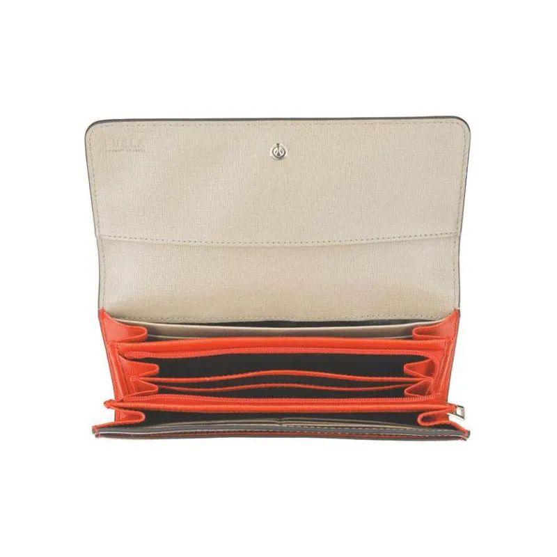 Furla Cow Leather Long Wallets Women's Orange-3