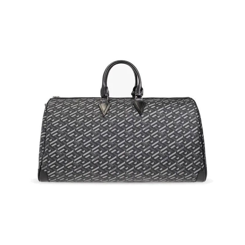 VERSACE Calfskin Boston Bag One Shoulder Crossbody Portable Travel Bag Men's Black-1