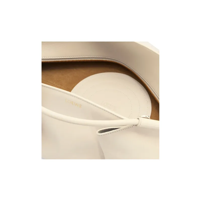 LOEWE Shiny Nappa Cow Leather Dumpling Bag Shoulder Bag Crossbody Bag Handbag Regular Women's Ivory White-7