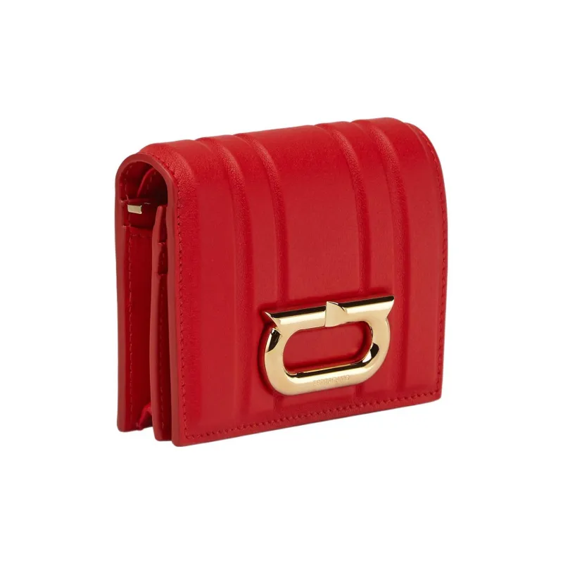 FERRAGAMO Cow Leather Wallet Small Size Women's Red-1