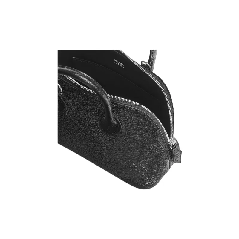 HERMES Goatskin Bowling Bag Handbag Mini Unisex Noir Black-4