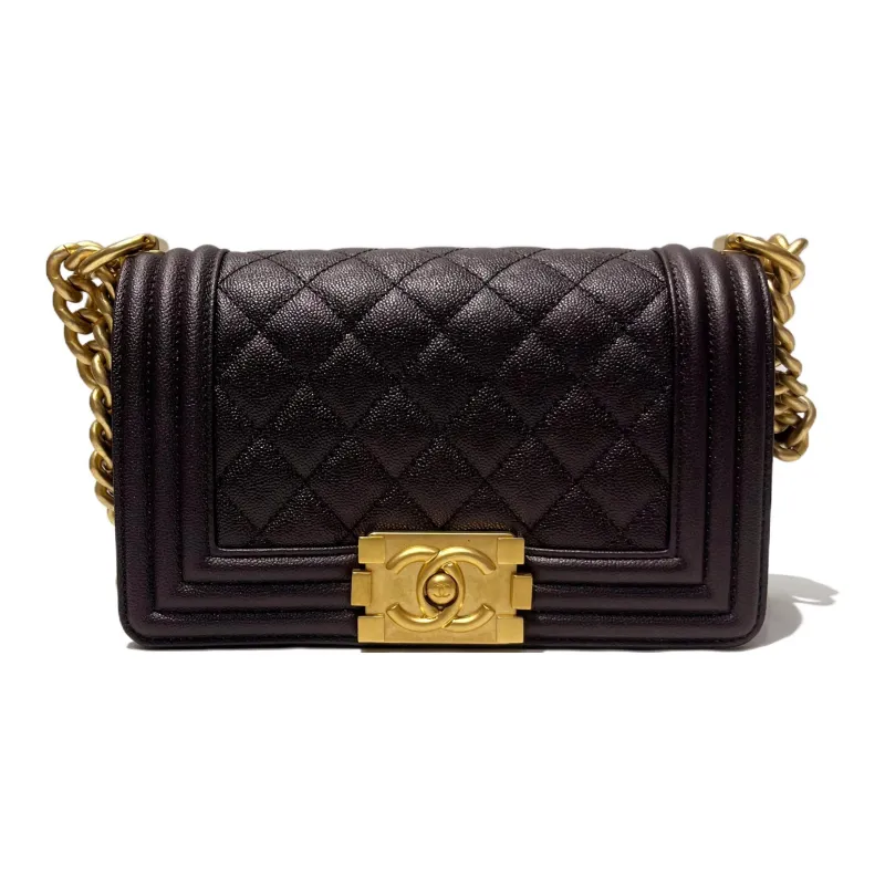 CHANEL Leboy Grain Embossed Calfskin Crossbody Bag, Shoulder Bag Trumpets Women's Brown Red-0