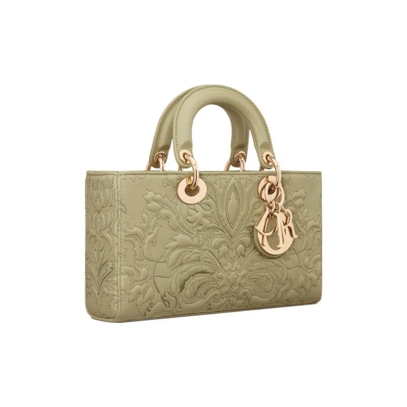 DIOR Lady D-JOY Lambskin Dior Bag Shoulder Bag Crossbody Bag Handbag Medium Size Women's Gray Green-1