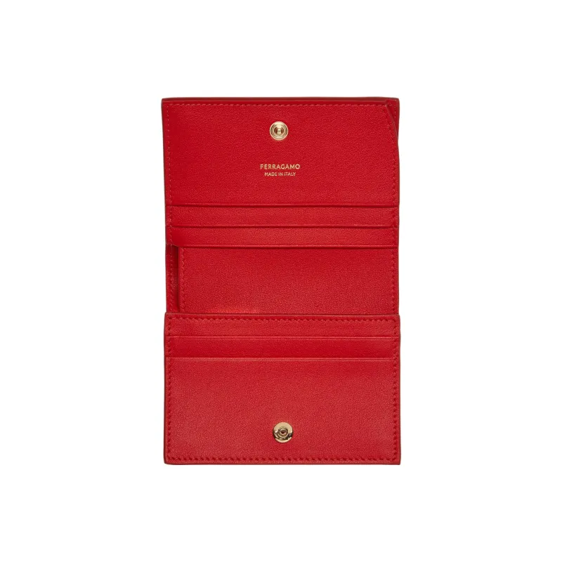 FERRAGAMO Cow Leather Wallet Small Size Women's Red-3
