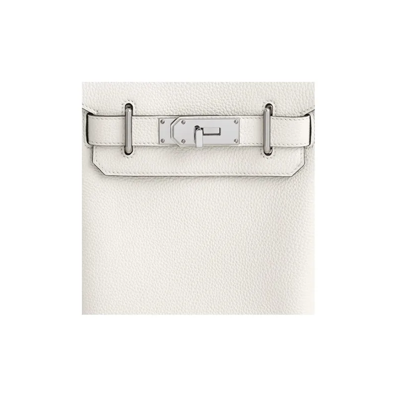 HERMES Hac A Dos Togo Calfskin Shoulder Bag Crossbody Bag Unisex Light Gray-4