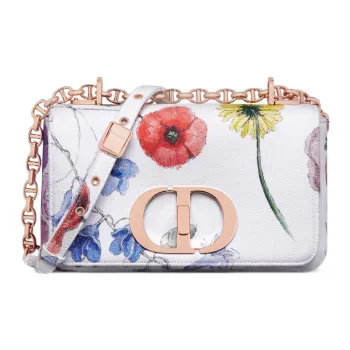 DIOR Caro Denim Shoulder Bag Crossbody Bag Handbag Small Size Women's White