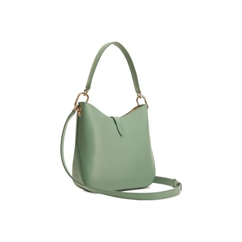 Furla Sirena Collection Cow Leather Bucket Bags Handbags Shoulder Bag Crossbody Bag Small Size Women's Olive Green-2