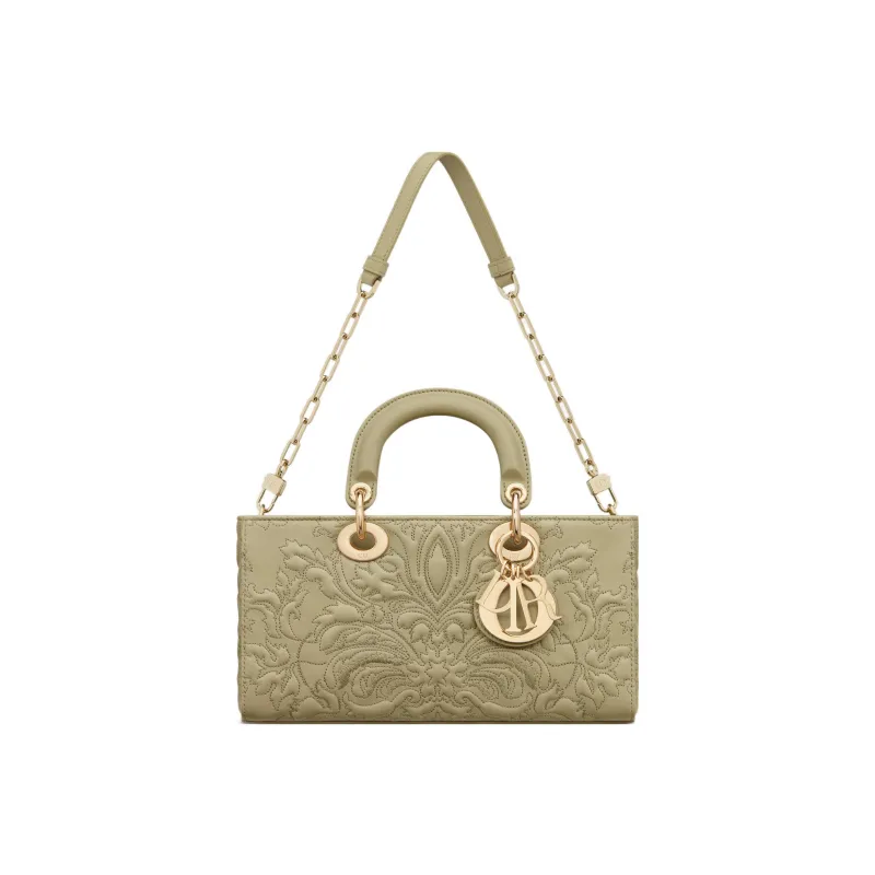 DIOR Lady D-JOY Lambskin Dior Bag Shoulder Bag Crossbody Bag Handbag Medium Size Women's Gray Green-4
