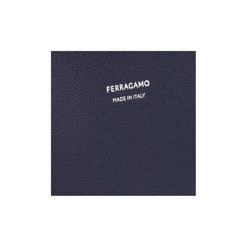 FERRAGAMO Cow Leather Tote Bag Shopping Bag Handbag Large Size Men's Blue-4