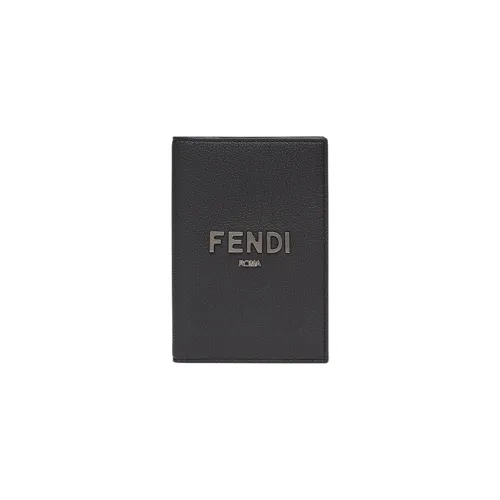 FENDI Leather Passport Holder Men's Black